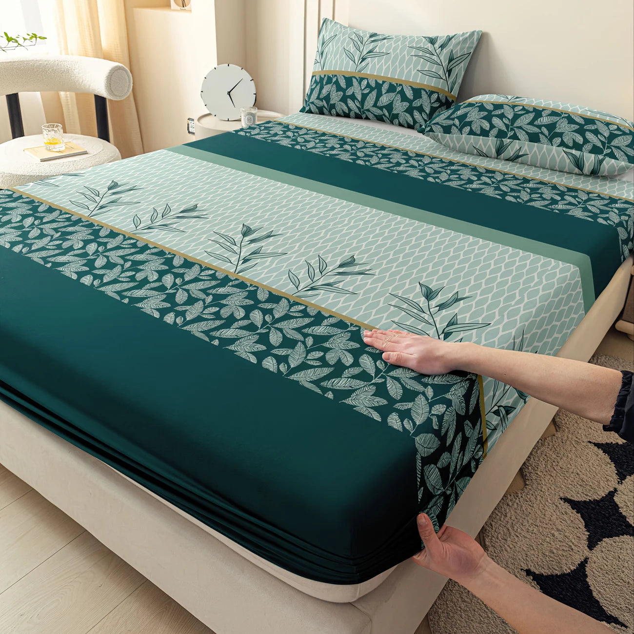 Bed Sheet & 2 Pillowcase Set - 100% Cotton All-Season Comfort, Machine Washable - Includes Fitted Sheet and 2 Pillowcases for Twin