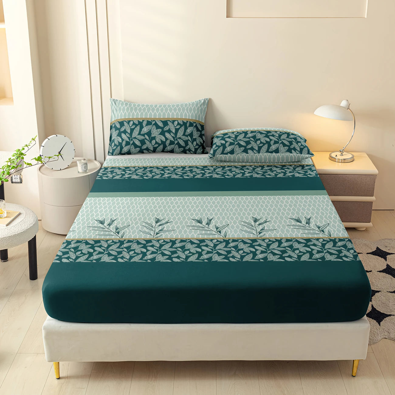 Bed Sheet & 2 Pillowcase Set - 100% Cotton All-Season Comfort, Machine Washable - Includes Fitted Sheet and 2 Pillowcases for Twin