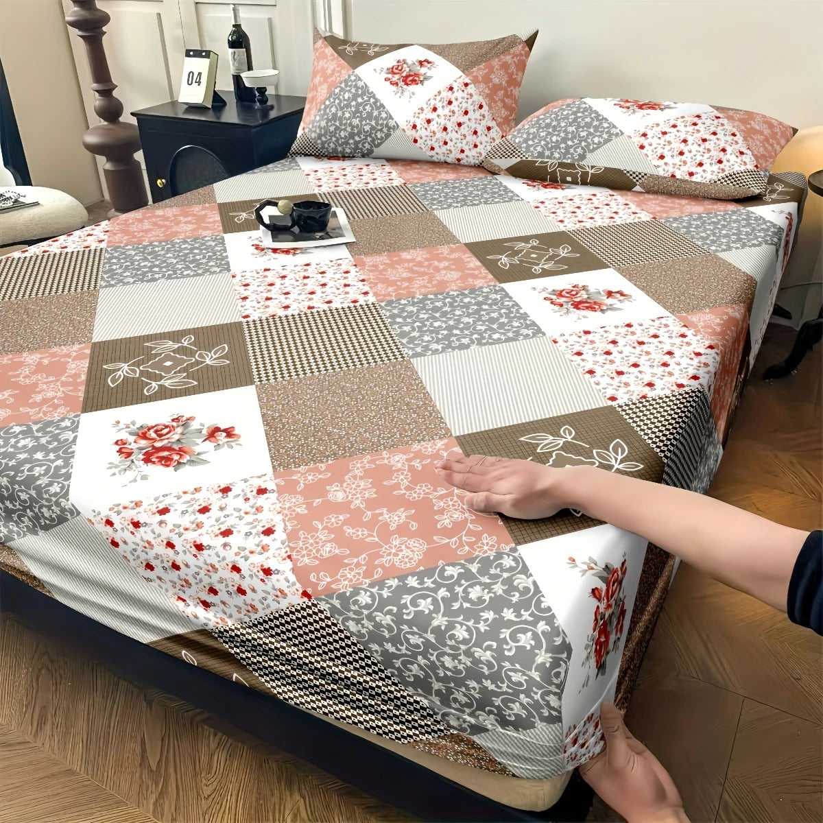 Bed Sheet & 2 Pillowcase Set - 100% Cotton All-Season Comfort, Machine Washable - Includes Fitted Sheet and 2 Pillowcases for Twin