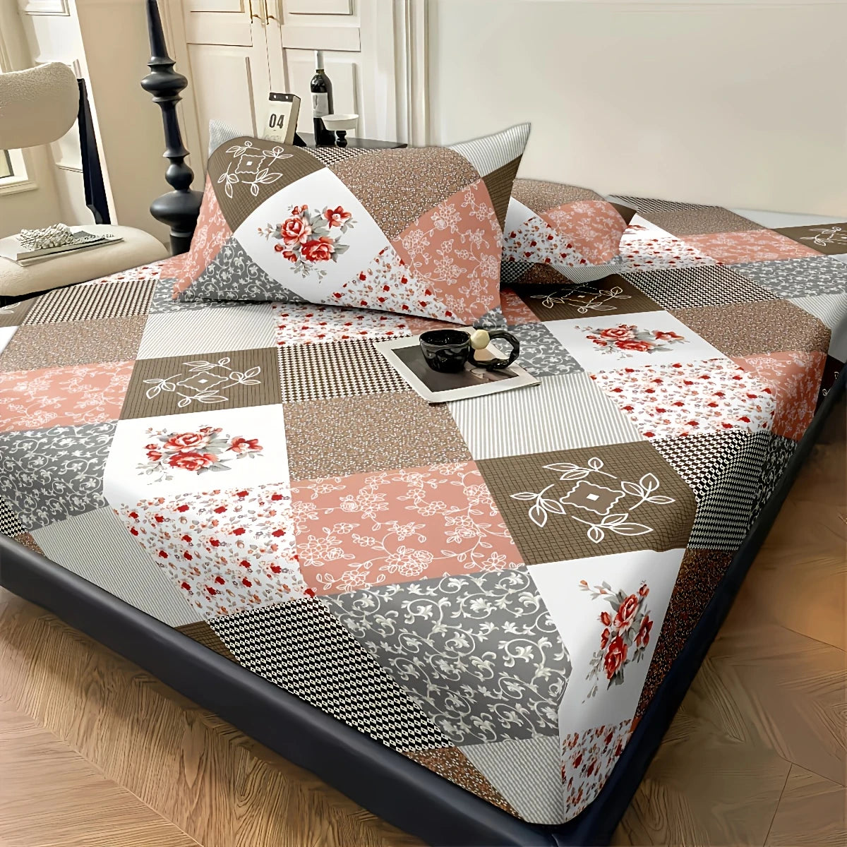 Bed Sheet & 2 Pillowcase Set - 100% Cotton All-Season Comfort, Machine Washable - Includes Fitted Sheet and 2 Pillowcases for Twin