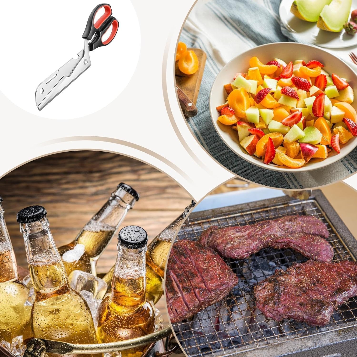 Multi-functional Professional Kitchen Scissors with Comfort Grip for Fruits, Bread, Steak and Chicken