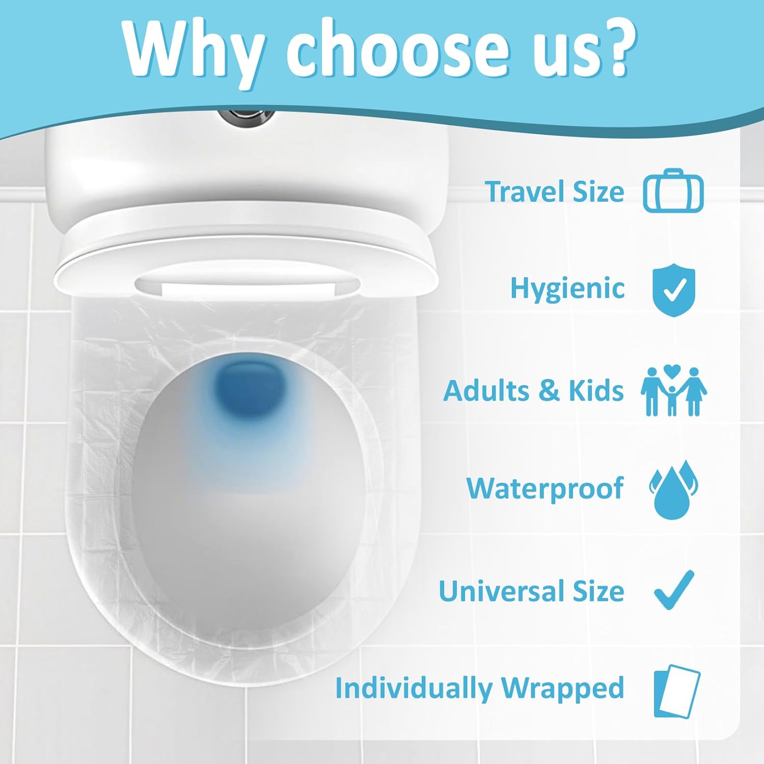 Disposable Plastic Toilet Seat Cover 100 PACK - No Worry Of Public Toilet Anymore👋