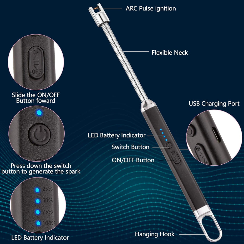 iinboBBQ Lighter Electric Lighter Rechargeable USB Lighter with LED Battery Display