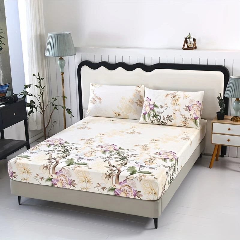 Bed Sheet & 2 Pillowcase Set - 100% Cotton All-Season Comfort, Machine Washable - Includes Fitted Sheet and 2 Pillowcases for Twin