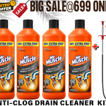 Multi-Use Powerful Anti-Clog Drain Cleaner Powder 4 PACK + FREE Drain Cleaner Sticks